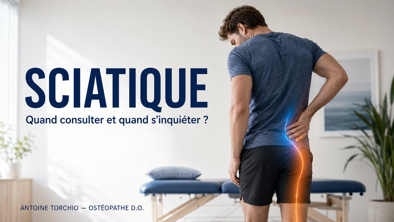 Une douleur qui part du bas du dos ou de la fesse et descend dans la jambe est souvent rapidement qualifiée de « sciatique